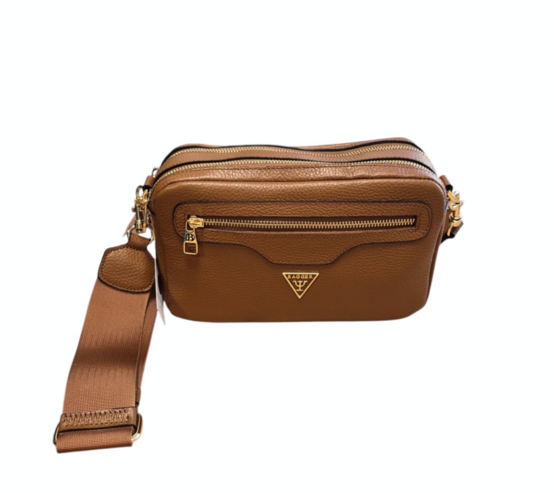 Crossbody kožená hnedá/camel kabelka BAGGER 0150 – Obrázok 3
