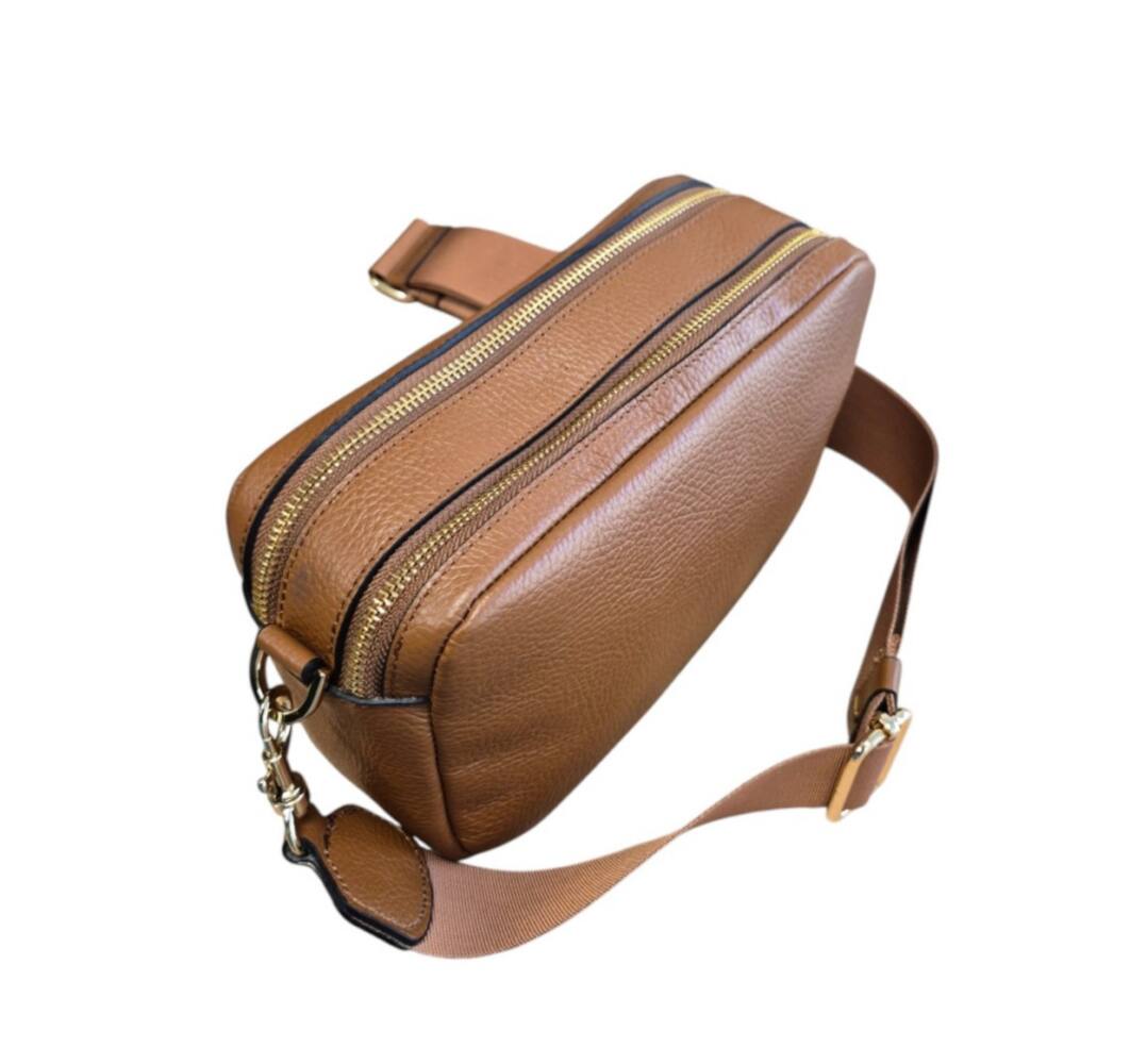Crossbody kožená hnedá/camel kabelka BAGGER 0150 – Obrázok 4