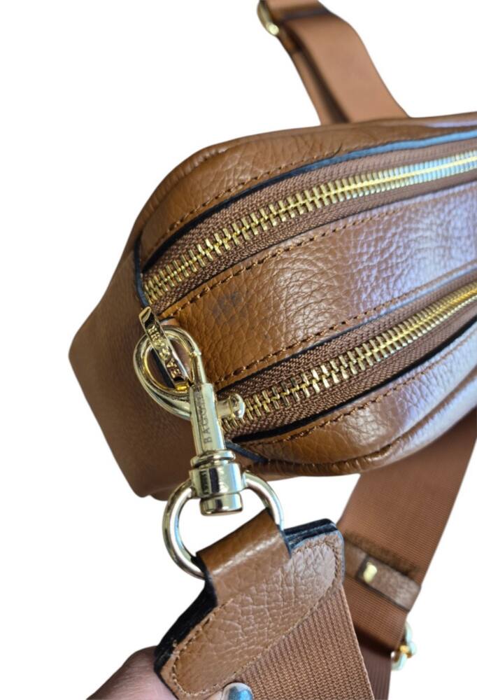 Crossbody kožená hnedá/camel kabelka BAGGER 0150 – Obrázok 7