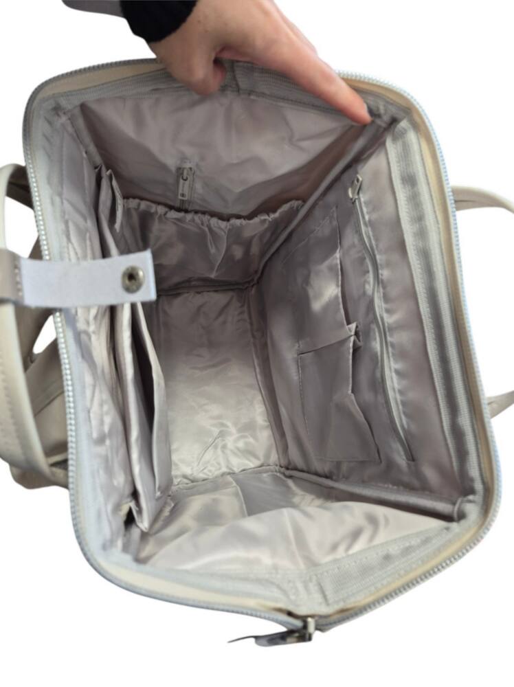 Mestský béžový batoh na notebook/USB Himawari 188 – Obrázok 5