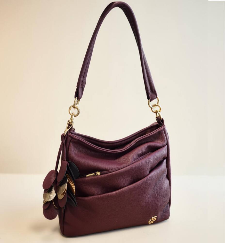 Praktická burgundy kabelka na rameno GROSSO G34
