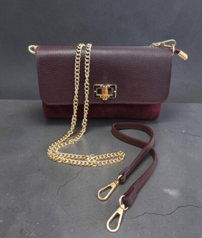 Kabelka  do ruky/na rameno ktorú môžete nosiť na 3 spôsoby, ako listovú bez ramienka, do ruky s kratším uškom, ako crossbody kabelku aj krížom cez plece s retiazkou