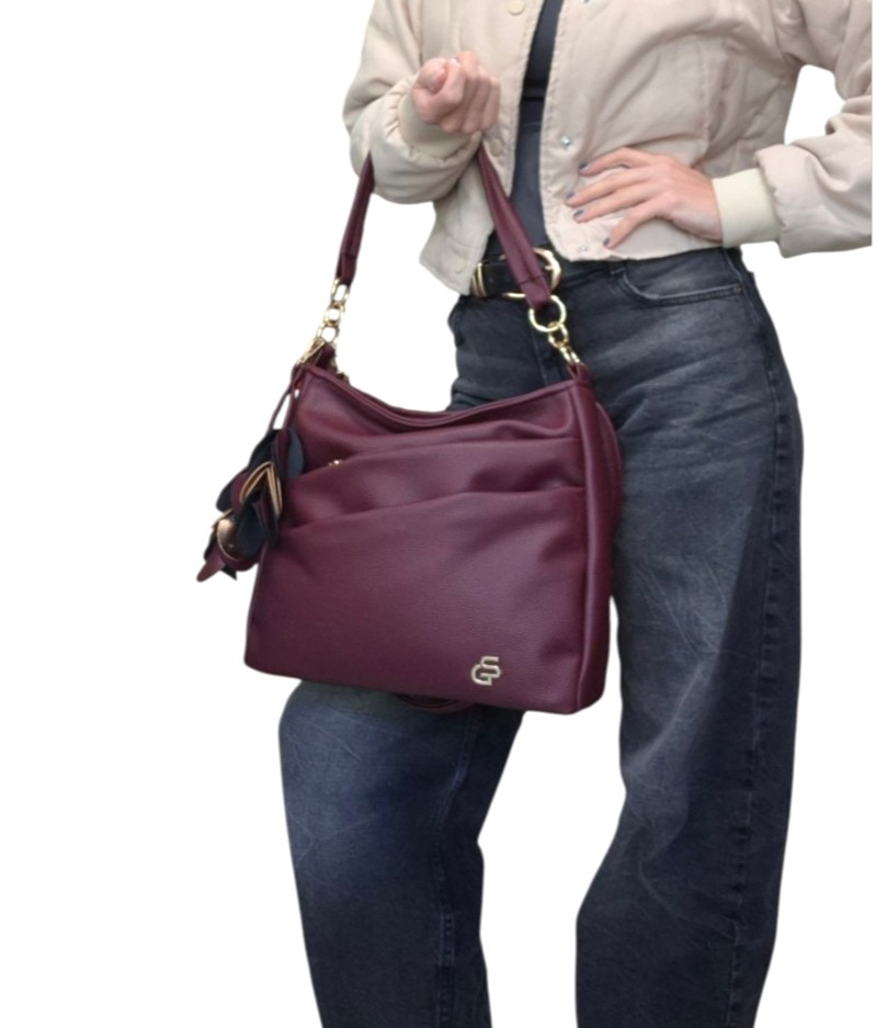 Praktická burgundy kabelka na rameno GROSSO G34 – Obrázok 8