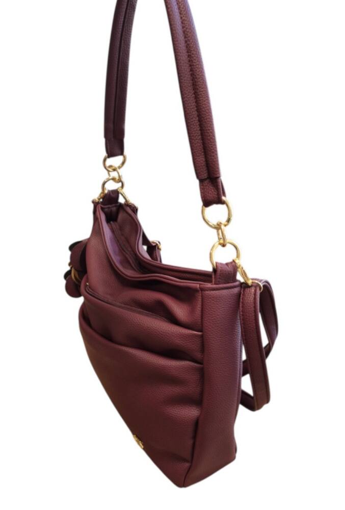 Praktická burgundy kabelka na rameno GROSSO G34 – Obrázok 4