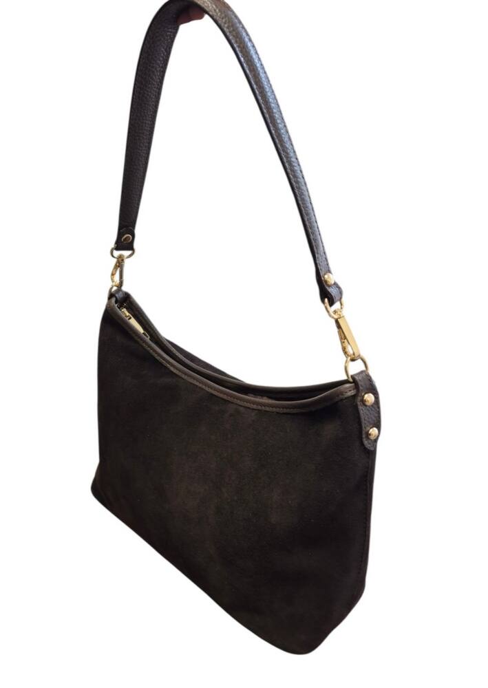 Crossbody hnedá kabelka z brúsenej kože ITALY 341 – Obrázok 4