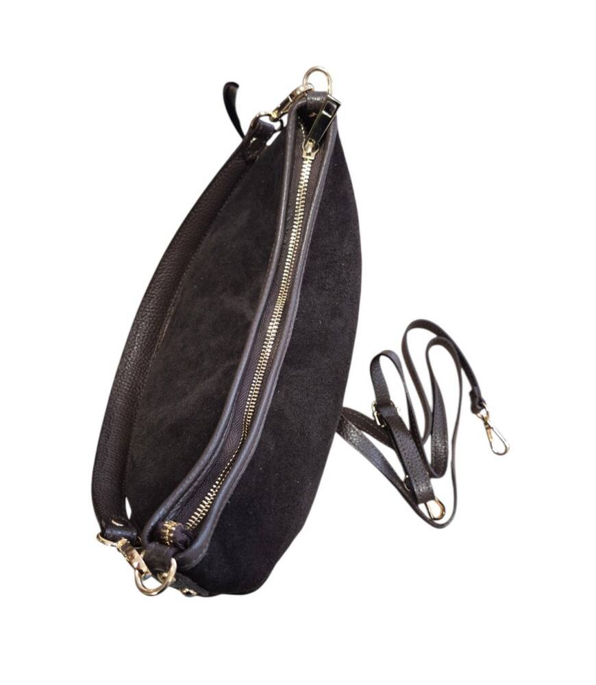 Crossbody hnedá kabelka z brúsenej kože ITALY 341 – Obrázok 5