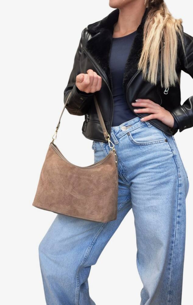 Crossbody béžová kabelka z brúsenej kože ITALY 341 – Obrázok 7