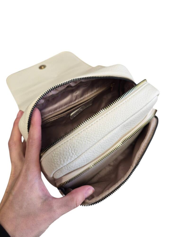 Crossbody krémová kabelka s preklopom 247 – Obrázok 4