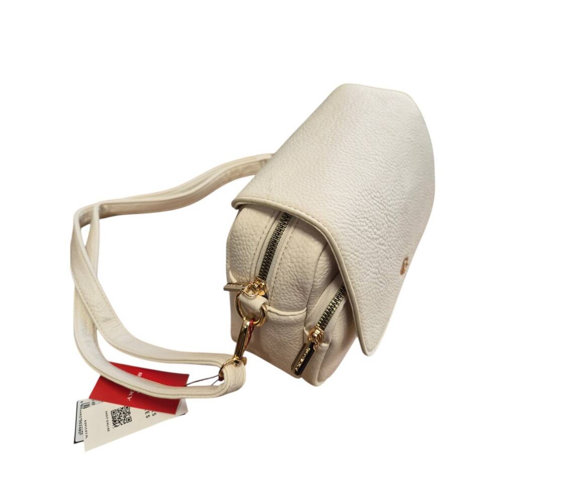 Crossbody krémová kabelka s preklopom 247 – Obrázok 3